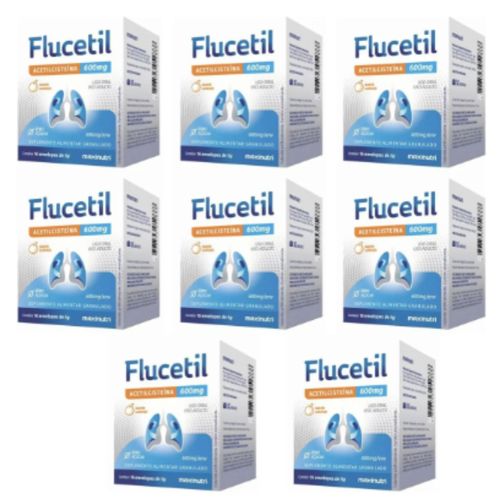 Kit 8 Acetilcisteina Flucetil 600Mg Sabor Laranja 16X5Un Kit 8
