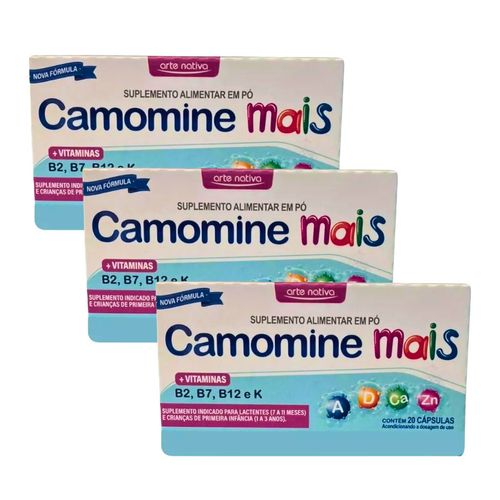 Camomine Mais suplemento de vitamina A, D, Ca, Zn, B2, B7, B12 e K Camomine Mais suplemento de vitamina A, D, Ca, Zn, B2, B7, B12 e K