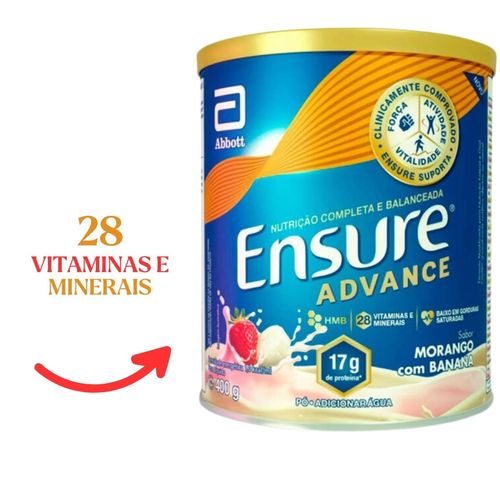 Ensure Advance Morango com Banana 400g  28 vitaminas idoso senior