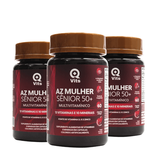 Kit AZ Mulher Sênior 50+ QMaisVits 180 Cápsulas Softgel