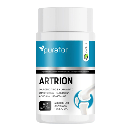 ARTRION COLÁGENO TIPO 2 + VITAMINA C + CONDROITINA + CURCUMINA + ÁCIDO HIALURÔNICO + D3 - Purafor