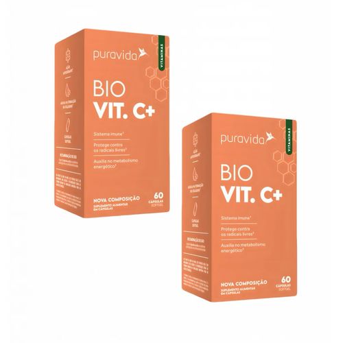 2x Bio Vit C+ Puravida - 60 Cápsulas - Vitamina C Sem Sabor