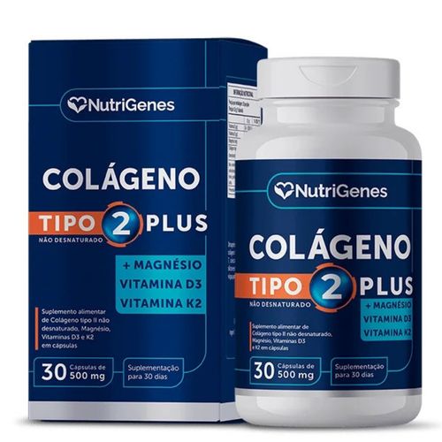 Colágeno Tipo 2 com Vitamina D3 Plus 30 cápsulas 500mg Nutrigenes Colágeno Tipo 2 com Vitamina D3 Plus 30 cápsulas 500mg Nutrigenes
