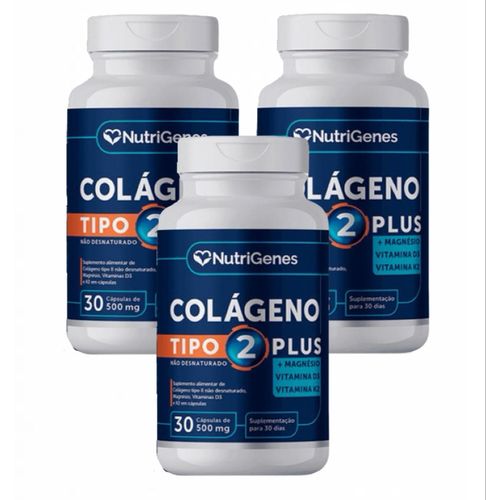 3x Colágeno Tipo2 Plus + Vit D 3 + Vit K2 + Magnésio