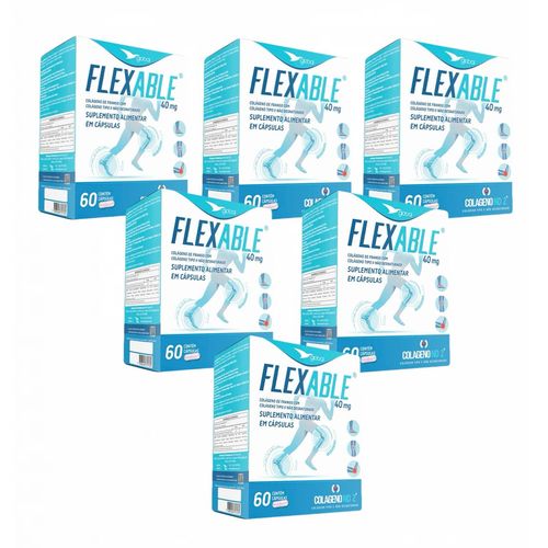 6x FlexAble - Colágeno Tipo II- Não Desnaturado- 60 Cápsulas sem sabor