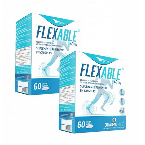2x FlexAble - Colágeno Tipo II- Não Desnaturado- 60 Cápsulas sem sabor