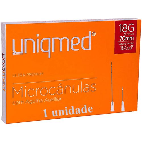 Microcânula Ultra-Premium 18Gx70mm Agulha Auxiliar 18Gx1 - unidade Microcânula Ultra-Premium 18Gx70mm Agulha Auxiliar 18Gx1 - unidade