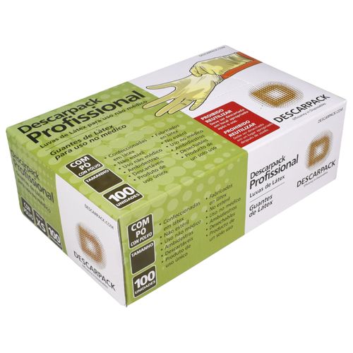 Luva de Látex Descarpack Profissional com Pó - Tamanho M - Com 100 Luvas Luva de Látex Descarpack Profissional com Pó - Tamanho M - Com 100 Luvas