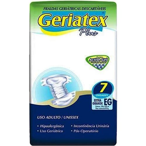 Fralda Geriátrica Geriatex Plus - Tamanho EG - Com 07 Fraldas Fralda Geriátrica Geriatex Plus - Tamanho EG - Com 07 Fraldas