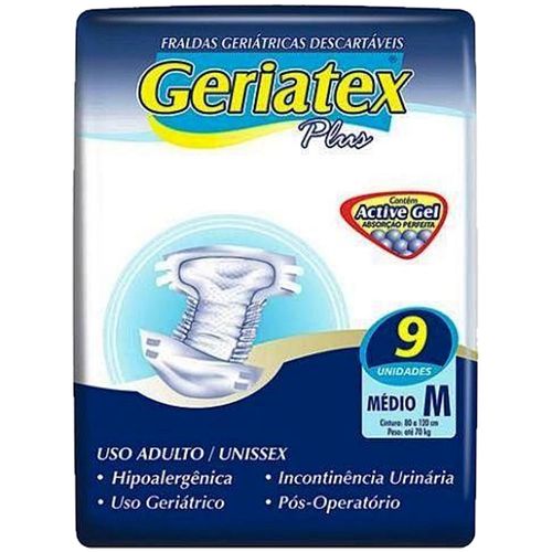 Fralda Geriátrica Geriatex Plus - Tamanho M - Com 09 Fraldas