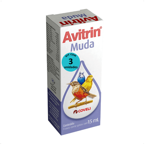 AVITRIN MUDA 15ML COVELI SUPLEMENTO PARA AVES E PÁSSAROS KIT COM 3 AVITRIN MUDA 15ML COVELI SUPLEMENTO PARA AVES E PÁSSAROS KIT COM 3