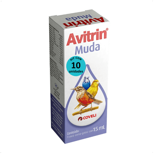 AVITRIN MUDA 15ML COVELI SUPLEMENTO PARA AVES E PÁSSAROS KIT COM 10