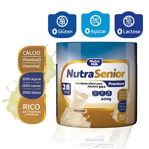 Nutra Senior 50+ Premium 400g - Zero Lactose e Zero Açúcar sabor Natural Baunilha