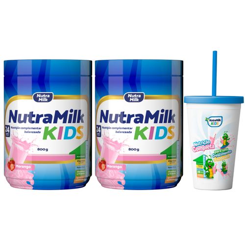kit 2 Nutramilk Kids 800g Complemento Alimentar infantil em Pó + 1 Copo exclusivo Chocolate 800g