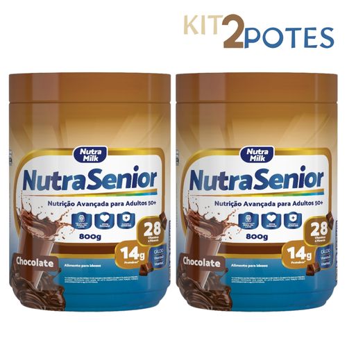 Kit 2 Potes Nutra Senior 50+ 800g cada Completo Chocolate