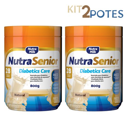 Kit 2 Nutra Senior 50+ Diabetics Care 800g Complemento Alimentar ZERO AÇÚCAR Natural
