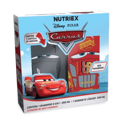 Kit Shampoo Nutriex 2 em 1 Disney Carros 250ml + Condicionador Nutriex Disney Carros 230ml + Cartela de Adesivos Kit Shampoo Nutriex 2 em 1 Disney Carros 250ml + Condicionador Nutriex Disney Carros 230ml + Cartela de Adesivos