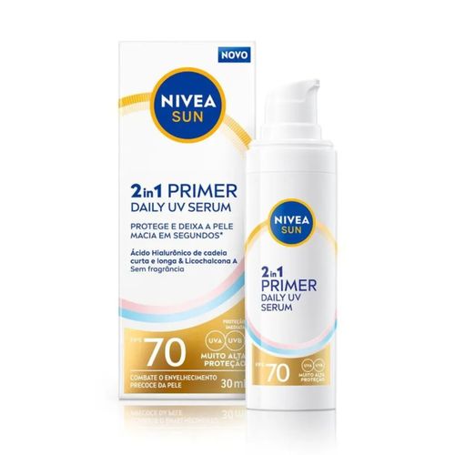 Protetor Solar Facial Nivea Sun 2 em 1 Primer Daily UV Sérum FPS70 30ml Protetor Solar Facial Nivea Sun 2 em 1 Primer Daily UV Sérum FPS70 30ml