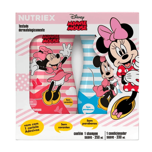 Kit Shampoo Suave Nutriex Disney Minnie Mouse 250ml + Condicionador Suave Nutriex Disney Minnie Mouse 230ml + Cartela de