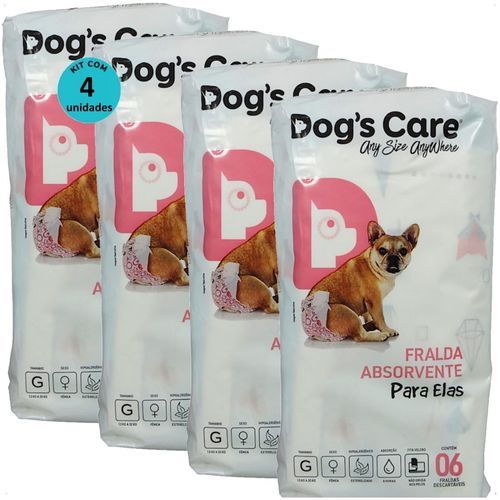 FRALDA HIGIÊNICA DESCARTÁVEL DOGS CARE G 6 UN PARA CÃES FÊMEAS KIT COM 4 FRALDA HIGIÊNICA DESCARTÁVEL DOGS CARE G 6 UN PARA CÃES FÊMEAS KIT COM 4