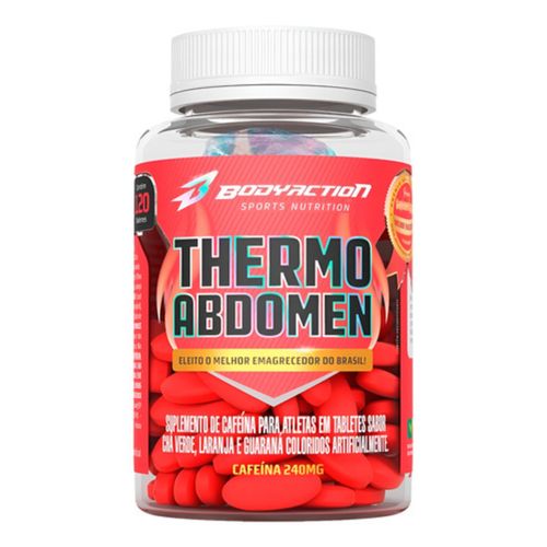 Suplemento Bodyaction Thermo Abdomen Cafeína 240mg Em Pote 120 Comprimidos