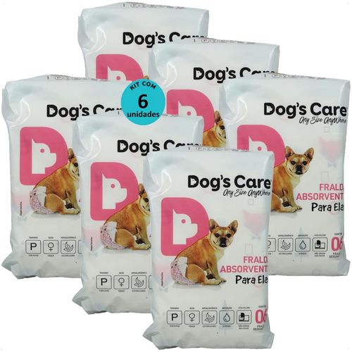 FRALDA HIGIÊNICA DESCARTÁVEL DOGS CARE P 6 UN PARA CÃES FÊMEAS KIT COM 6 FRALDA HIGIÊNICA DESCARTÁVEL DOGS CARE P 6 UN PARA CÃES FÊMEAS KIT COM 6
