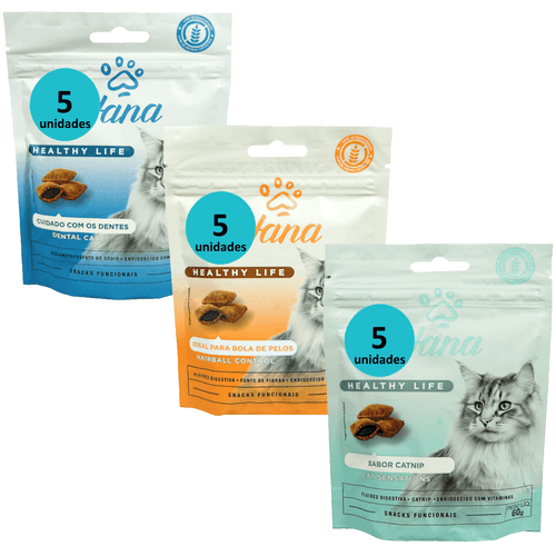 PETISCO SNACK HANA GATOS KIT COM 5 DENTAL + 5 HAIRBALL + 5 SENSATIONS PETISCO SNACK HANA GATOS KIT COM 5 DENTAL + 5 HAIRBALL + 5 SENSATIONS