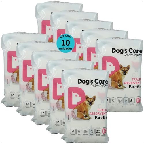 FRALDA HIGIÊNICA DESCARTÁVEL DOGS CARE P 6 UN PARA CÃES FÊMEAS KIT COM 10 FRALDA HIGIÊNICA DESCARTÁVEL DOGS CARE P 6 UN PARA CÃES FÊMEAS KIT COM 10