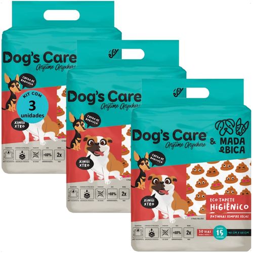 TAPETE HIGIÊNICO DOGS CARE FAMÍLIA MADA E BICA 15 UN 90X60 CM KIT COM 3 TAPETE HIGIÊNICO DOGS CARE FAMÍLIA MADA E BICA 15 UN 90X60 CM KIT COM 3