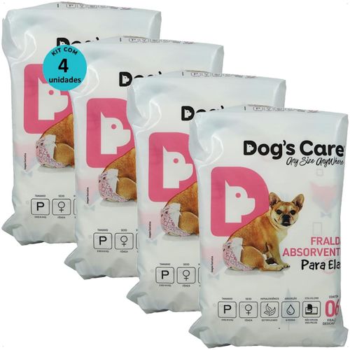FRALDA HIGIÊNICA DESCARTÁVEL DOGS CARE P 6 UN PARA CÃES FÊMEAS KIT COM 4