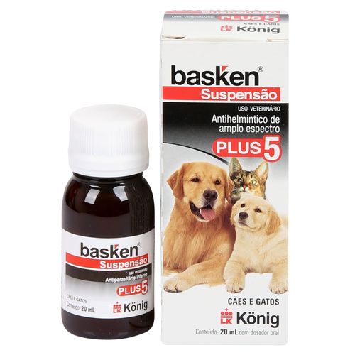 Vermífugo Basken Suspensão Plus 5 König 20ml p/ Cães e Gatos Vermífugo Basken Suspensão Plus 5 König 20ml p/ Cães e Gatos