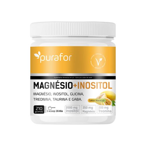 Magnésio com Inositol, Glicina, Taurina, Treonina e GABA – 210g Purafor Magnésio com Inositol, Glicina, Taurina, Treonina e GABA – 210g Purafor