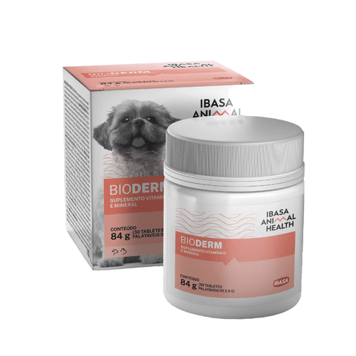 BIODERM 84G 30 TABLETES PALATÁVEIS DE 2,8G SUPLEMENTO PARA CÃES E GATOS IBASA BIODERM 84G 30 TABLETES PALATÁVEIS DE 2,8G SUPLEMENTO PARA CÃES E GATOS IBASA