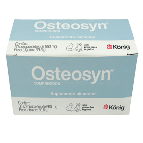 OSTEOSYN 660MG VITAMINAS CÃES E GATOS 60 COMPRIMIDOS KONIG KIT COM 5 ...
