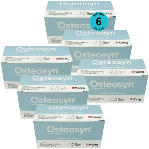 OSTEOSYN 660MG VITAMINAS CÃES E GATOS 60 COMPRIMIDOS KONIG KIT COM 6