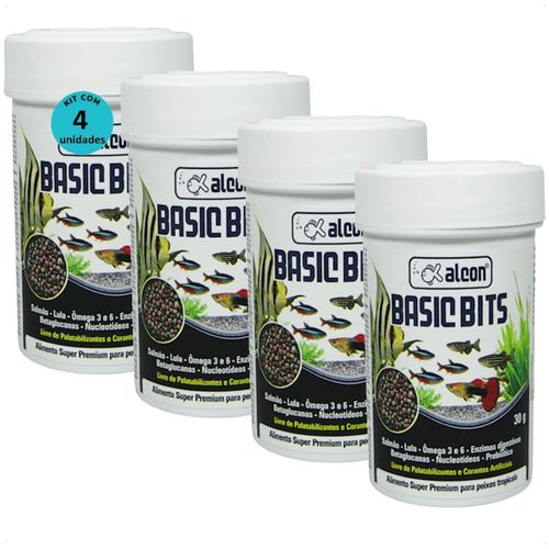 ALCON BASIC BITS 30G PARA PEIXES TROPICAIS KIT COM 4