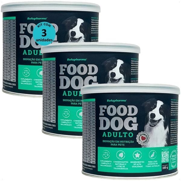 FOOD DOG ADULTO 100G NUTRIÇÃO PARA CÃES ADULTOS KIT COM 3