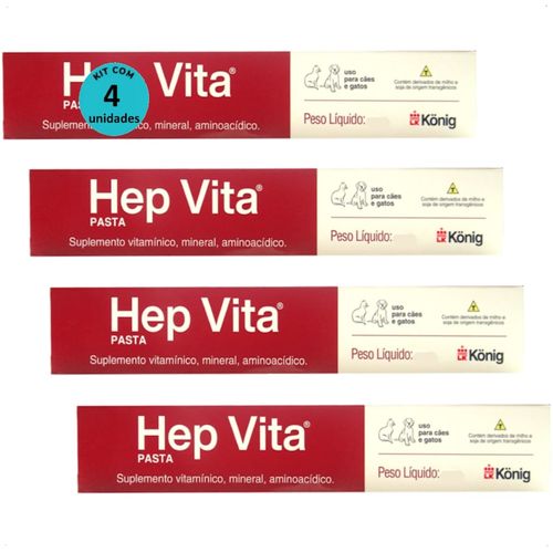 SUPLEMENTO ALIMENTAR PARA CÃES E GATOS HEP VITA 15G KONIG KIT COM 4