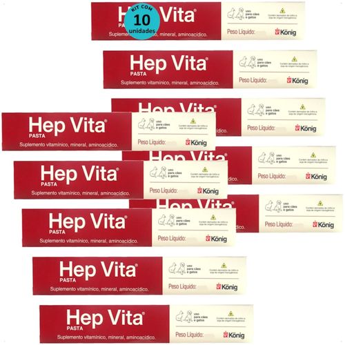 SUPLEMENTO ALIMENTAR PARA CÃES E GATOS HEP VITA 15G KONIG KIT COM 10