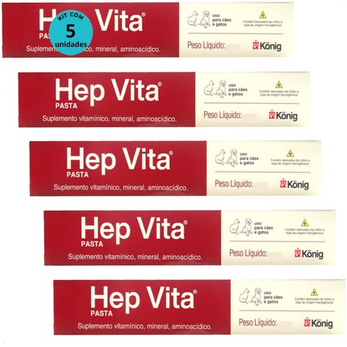 SUPLEMENTO ALIMENTAR PARA CÃES E GATOS HEP VITA 15G KONIG KIT COM 5