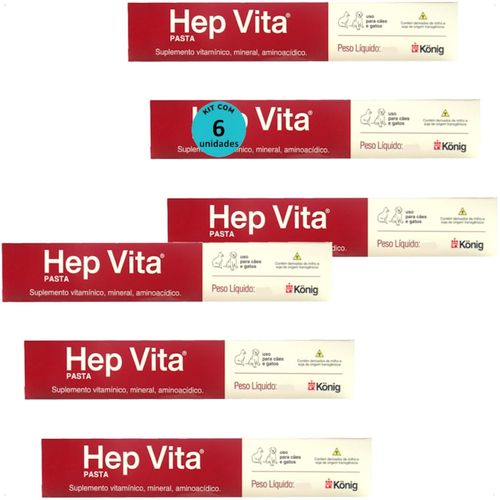 SUPLEMENTO ALIMENTAR PARA CÃES E GATOS HEP VITA 30G KONIG KIT COM 6 SUPLEMENTO ALIMENTAR PARA CÃES E GATOS HEP VITA 30G KONIG KIT COM 6