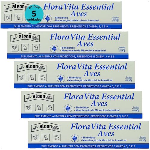 ALCON FLORA VITA ESSENTIAL PARA AVES PASSÁROS 6G KIT COM 5 ALCON FLORA VITA ESSENTIAL PARA AVES PASSÁROS 6G KIT COM 5