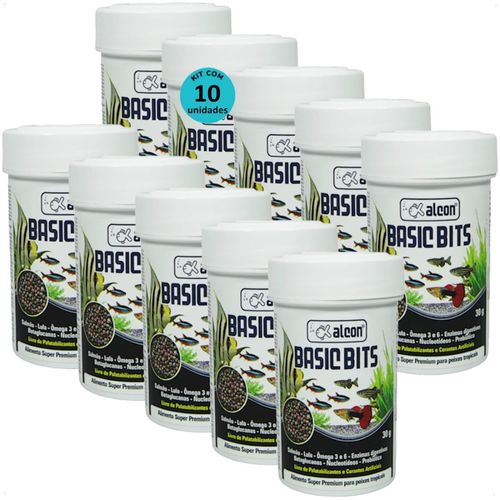ALCON BASIC BITS 30G PARA PEIXES TROPICAIS KIT COM 10