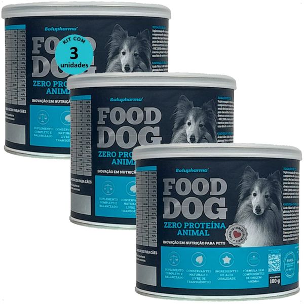 FOOD DOG ZERO PROTEÍNA ANIMAL 100G NUTRIÇÃO PARA CÃES ADULTOS KIT COM 3