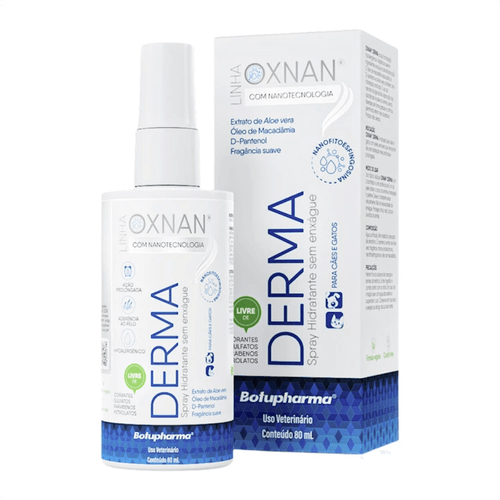 DERMA SPRAY OXNAN HIDRATANTE SEM ENXAGUE PARA CÃES E GATOS 80ML