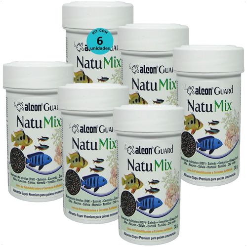 ALCON GUARD NATU MIX 30G PARA PEIXES ORNAMENTAIS KIT COM 6