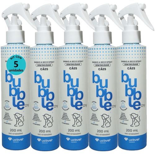 BANHO A SECO BUBBLE DRY SPRAY 200ML PARA CÃES KIT COM 5
