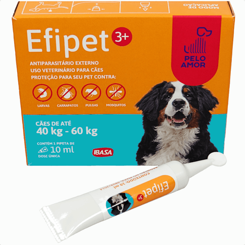 EFIPET 3+ 10ML ANTIPULGA E CARRAPATO PARA CÃES 40KG A 60KG IBASA EFIPET 3+ 10ML ANTIPULGA E CARRAPATO PARA CÃES 40KG A 60KG IBASA