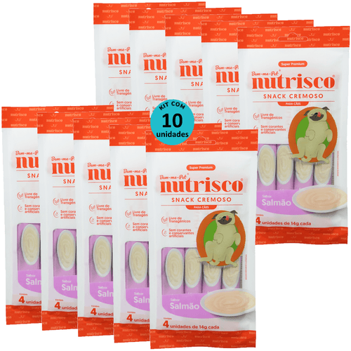 SNACK CREMOSO NUTRISCO CÃES 14G SALMÃO COM 4 UN - KIT COM 10 SNACK CREMOSO NUTRISCO CÃES 14G SALMÃO COM 4 UN - KIT COM 10
