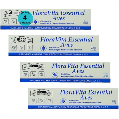 ALCON FLORA VITA ESSENTIAL PARA AVES PASSÁROS 6G KIT COM 4 ALCON FLORA VITA ESSENTIAL PARA AVES PASSÁROS 6G KIT COM 4